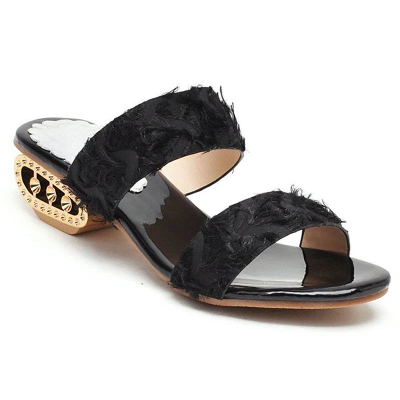 HEE GRAND/Новинка 2019 года летние шлепанцы на среднем каблуке женские платформе