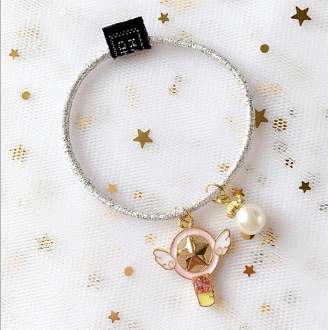 Korean children small fresh silver hair ties beads animal print pendant elastic bands flowers bow girl accessorie | Детская одежда и