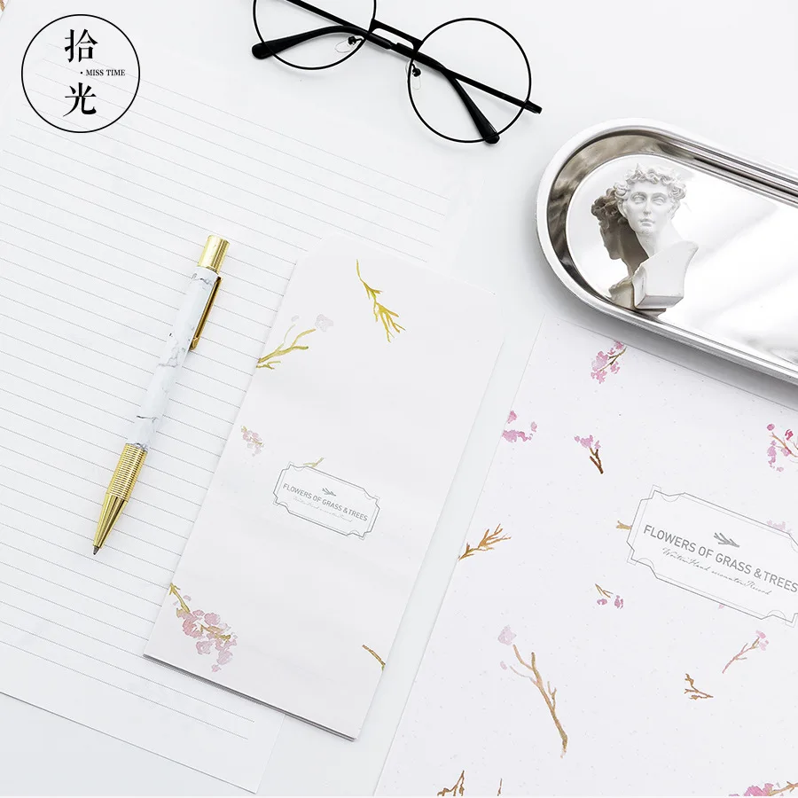 

9 шт./компл. 3 конверта + 6 букв бумаги цветы травы и деревьев Письмо Конверт набор подарок корейские канцелярские принадлежности