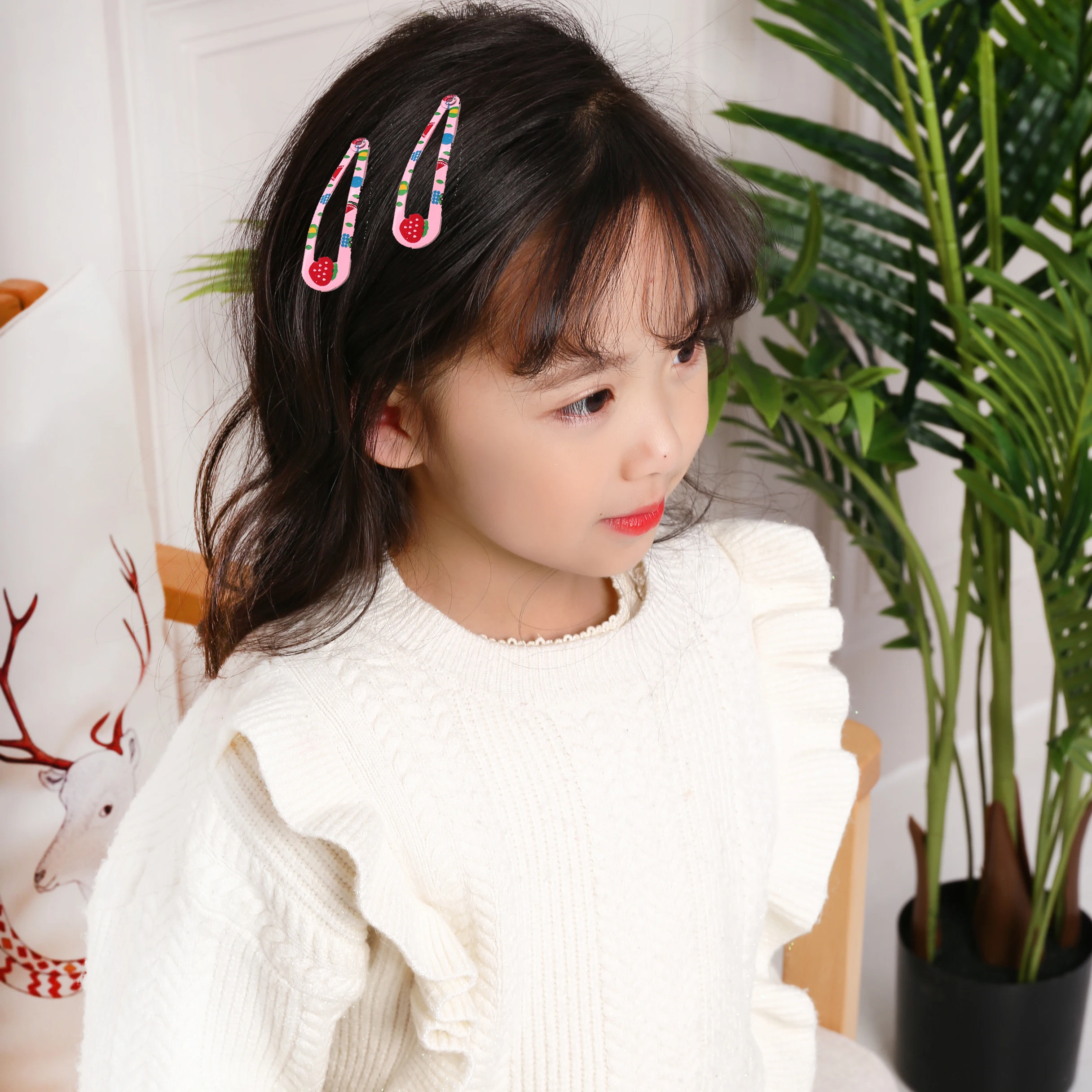 6 шт./компл. 5 см разноцветные металлические заколки для волос с принтом фруктов