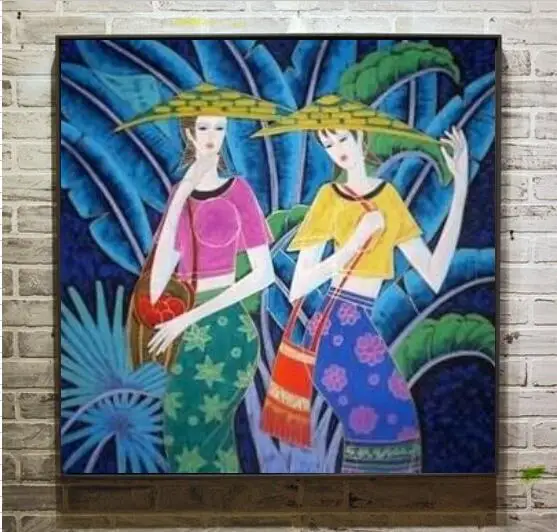 Бесплатная доставка фольклорное искусство ручная роспись на холсте красивая