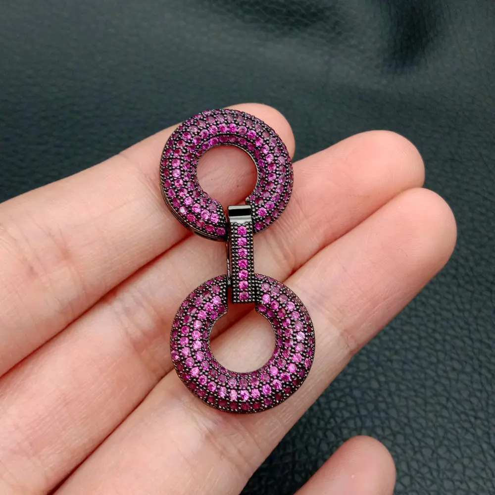 fuchsia Кубический циркон микро проложить 8 Форма застежка 18x40 мм позолоченный - Цвет: fuchsia