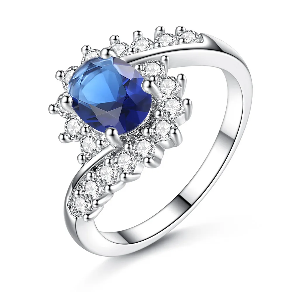 Циркониевое кубическое кольцо с синим розовым кристаллом для женщин вечеринки