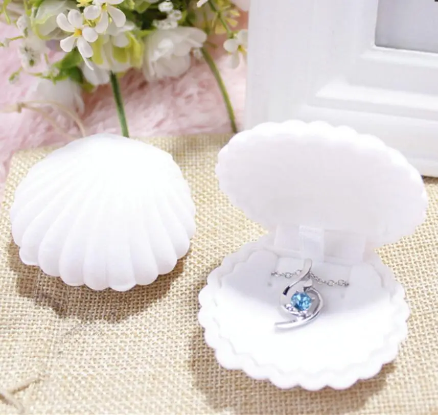 Бархатная коробка для обручального кольца в форме ракушки милый Футляр сережек