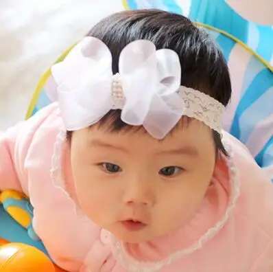 Бесплатная доставка 100 шт./лот бант из органзы с кружевной резинкой жемчугом |