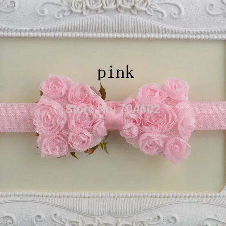 Топ Продаж Девушки шифоновые розы цветы ободки для волос с бантиками Бутик банты