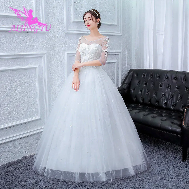 

AIJINGYU 2021 2020 real photos Customized new hot selling cheap ball gown lace up back formal bride dresses wedding dress FU294