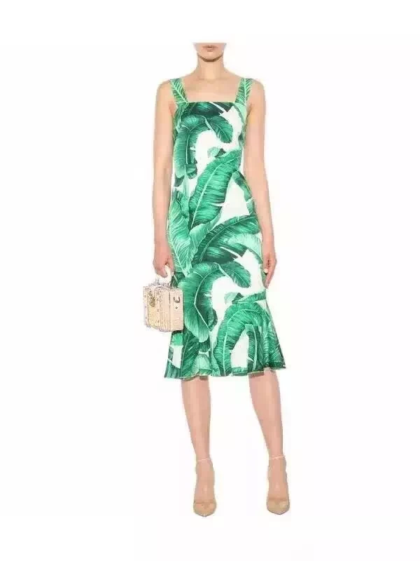 Женская обувь Сезон лето Подиумная модель в стиле ретро с принтом миди платье