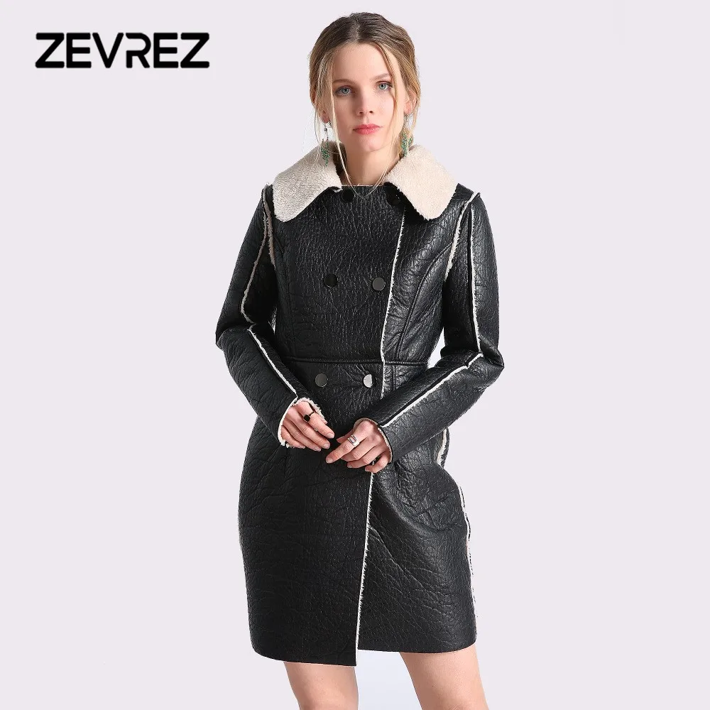 2018 осень зима длинные кожаные куртки для женщин с длинным рукавом черный