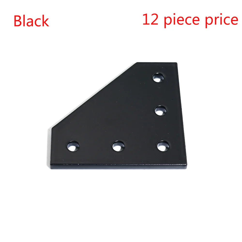 12pcs black Новинка, 5 отверстий, 90 градусов, соединительная панель, угловой кронштейн, соединительная Соединительная полоса для, алюминиевый профиль, 3d рамка для принтера - Цвет: 12pcs black