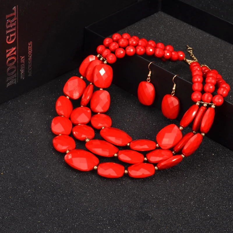 Ювелирный Комплект из колье и серёг 9 цветов в африканском стиле|jewelry wave|set bridejewelry