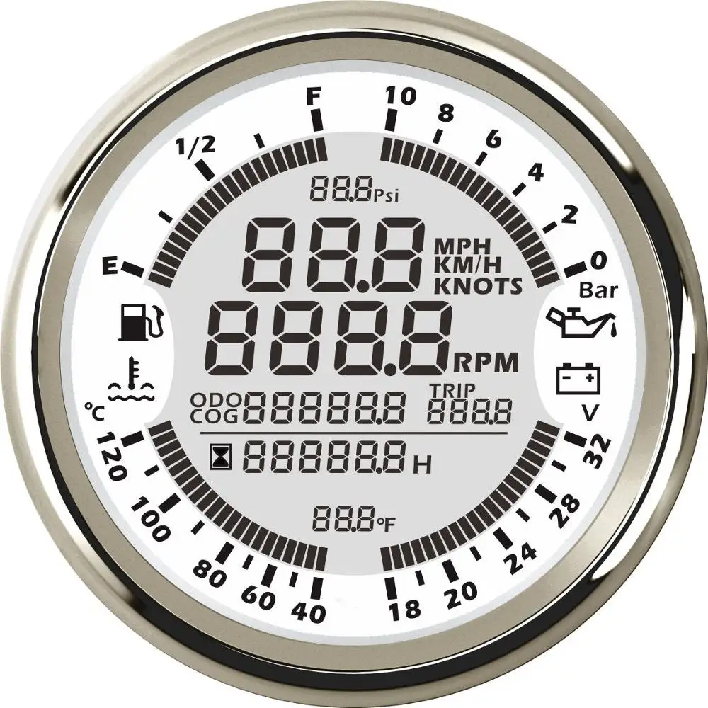 24V-WS Водонепроницаемый Универсальный 6 в 1 Многофункциональный датчик gps Спидометр Тахометр 12 В 24 В уровень топлива температура воды давление масла 0~ 10 бар - Цвет: 24V-WS