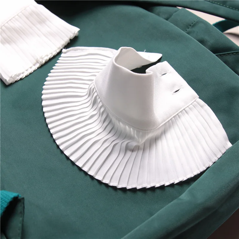 

MIARA.L 2019 new white chiffon decoration with white pleated lace ladies fake sleeves fake cuffs free shipping for girls