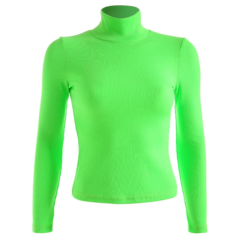 

2018 Winter Harajuku Shirt Fashion Bright Color Women Sweatshirts Turtleneck Basic Women shirt Slim Ladies Pullovers