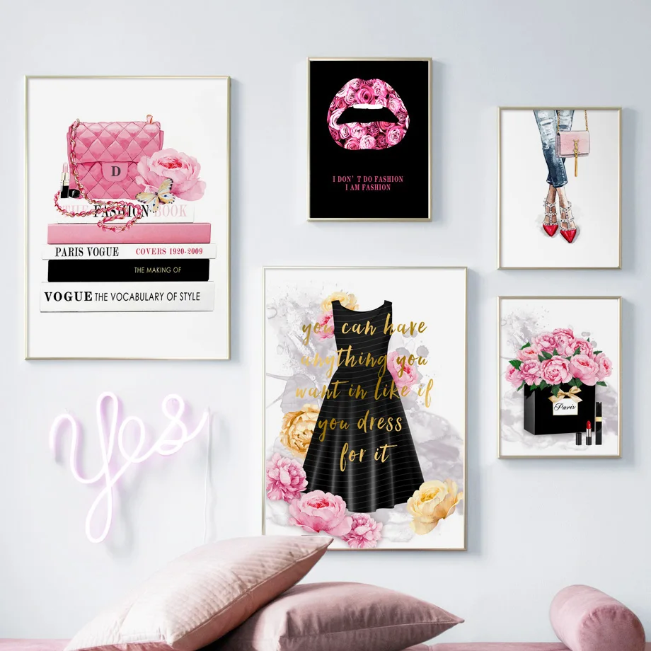 Модная книга для девушек Парижская сумка парфюма настенная живопись на холсте