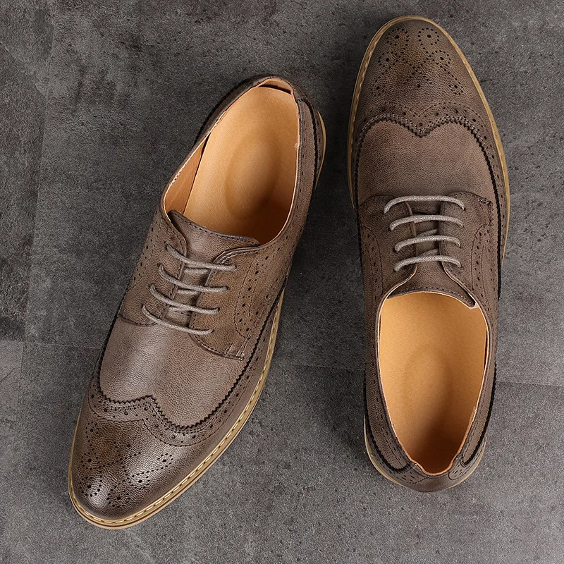 

NPEZKGC Fashion Vintage British Style Casual Men Shoes Oxfords Business Man Flats Footwear Breathable Comfortable Outdoor Shoes