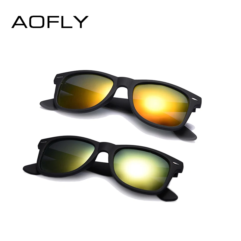 AOFLY, модные солнцезащитные очки, мужские, поляризационные, солнцезащитные очки, мужские, для вождения, зеркала, покрытие, очки, черная оправа, мужские солнцезащитные очки, UV400 - Цвет линз: C1-C2
