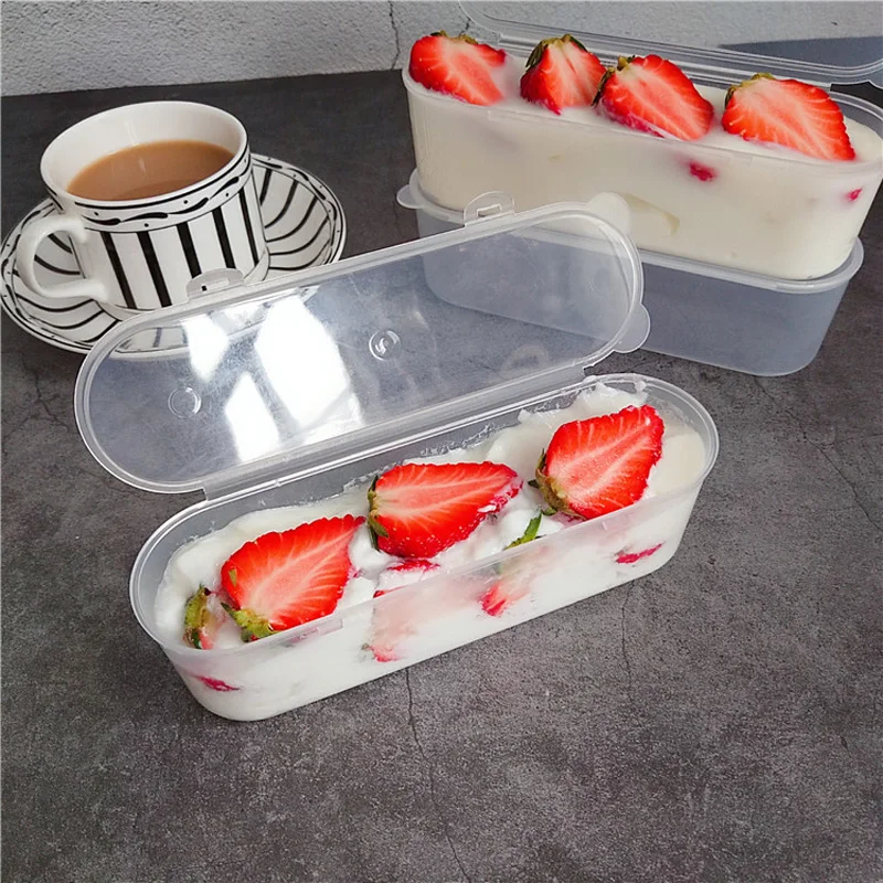 250 мл длинная прямоугольная коробка для выпечки мороженого и десерта прозрачная