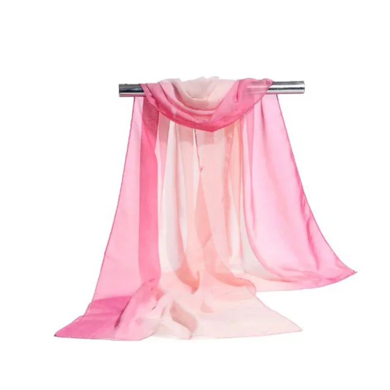 Женский шифоновый шарф BONJEAN тонкий радужной расцветки с градиентом Летний