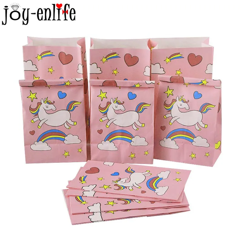 JOY ENLIFE Единорог День Рождения Бумажные пакеты для печенья детская вечеринка