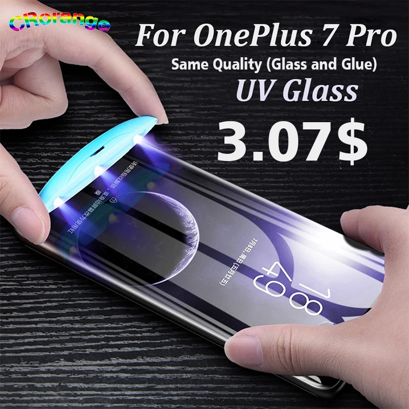 УФ-стекло протектор экрана с разблокировкой отпечатков пальцев для Oneplus 7 Pro накладка УФ-жидкость Полный Клей закаленное стекло 1+ 7pro пленка