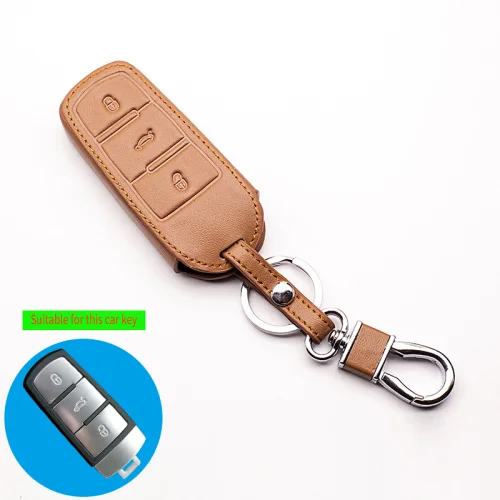 Автомобильный чехол для ключей, чехол для Volkswagen VW Passat CC B6 B7 B7L CC R36 Maogotan B5 Passat 3C, аксессуары для автомобильных ключей - Название цвета: brown