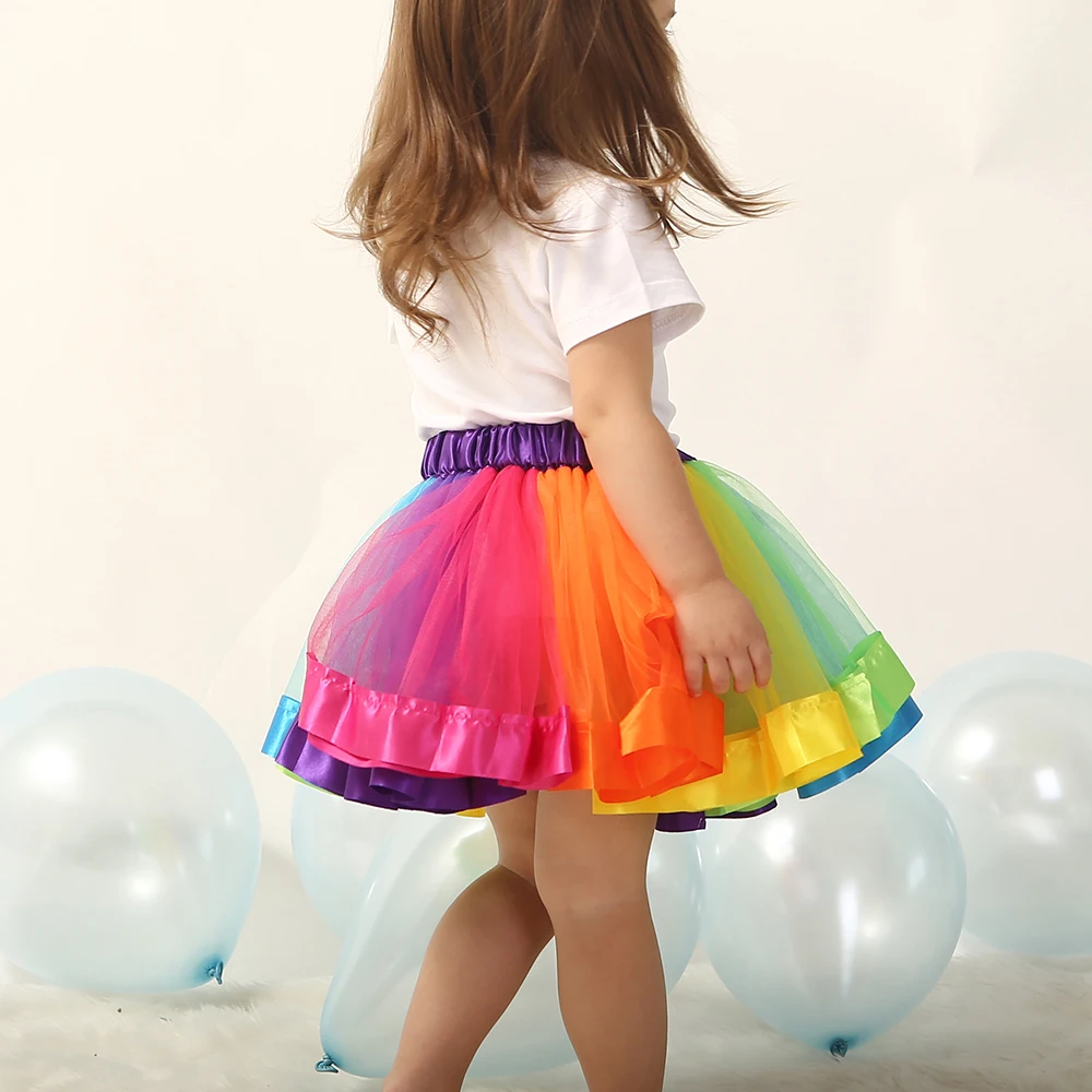 3M-8T Mini Pettiskirt Party Dance 2022 Tutu Skirt Baby Girl SkirtsPrincess Rainbow Tulle Skirts Girls Clothes Children Clothing images - 6
