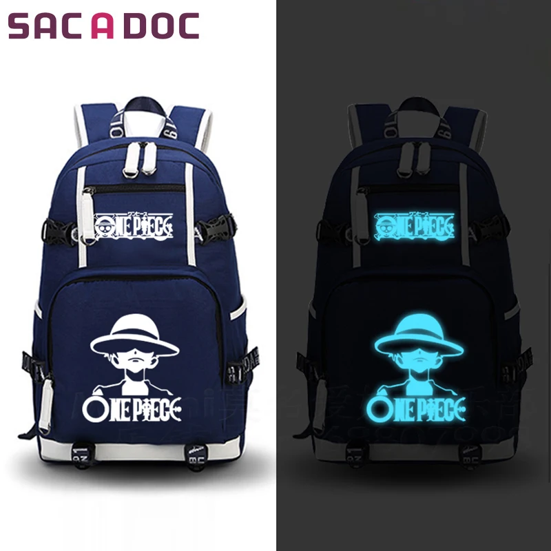 16 Цельный рюкзак аниме Луффи Зоро принты школьные сумки светящиеся mochila mujer мужские рюкзаки для подростков мальчиков девочек Дорожная сумка - Цвет: 16