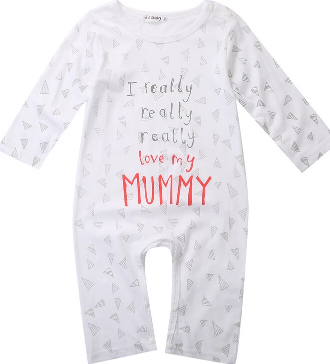 Детские комбинезоны для новорожденных с принтом «I love Mummy»/«daddy», хлопковый Пижамный костюм для мальчиков и девочек - Цвет: mummy