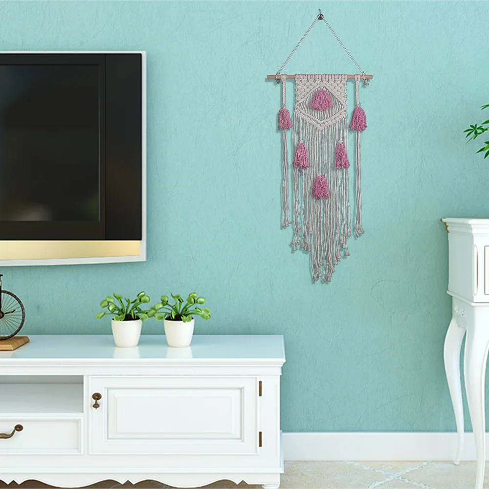 Розовый макраме настенный сердце Свадебная церемония фон домашний декор гобелен