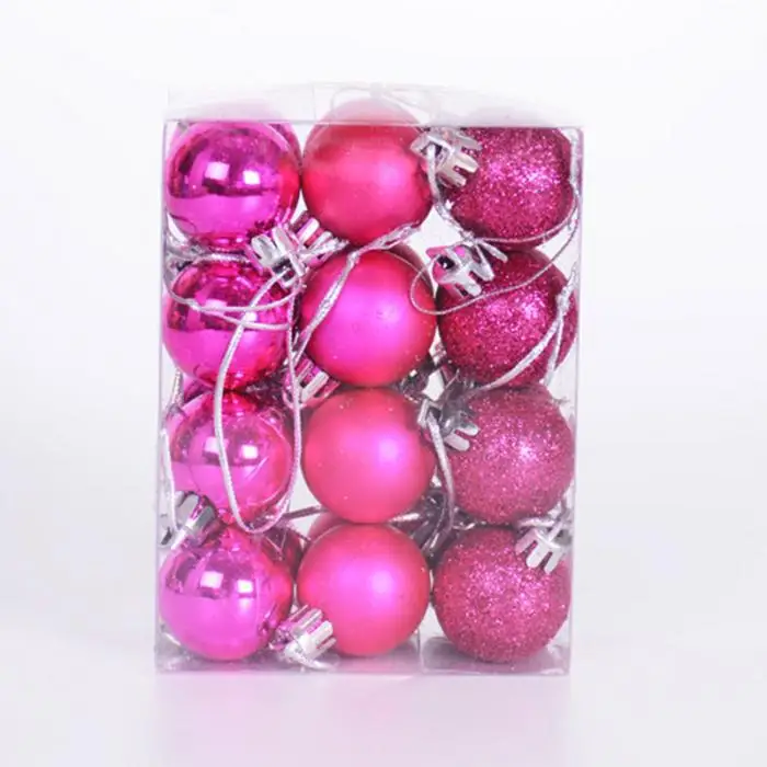 24 шт. 30 мм Мини рождественские мячики елочные шары пластиковые елочные подвесные украшения для вечерние