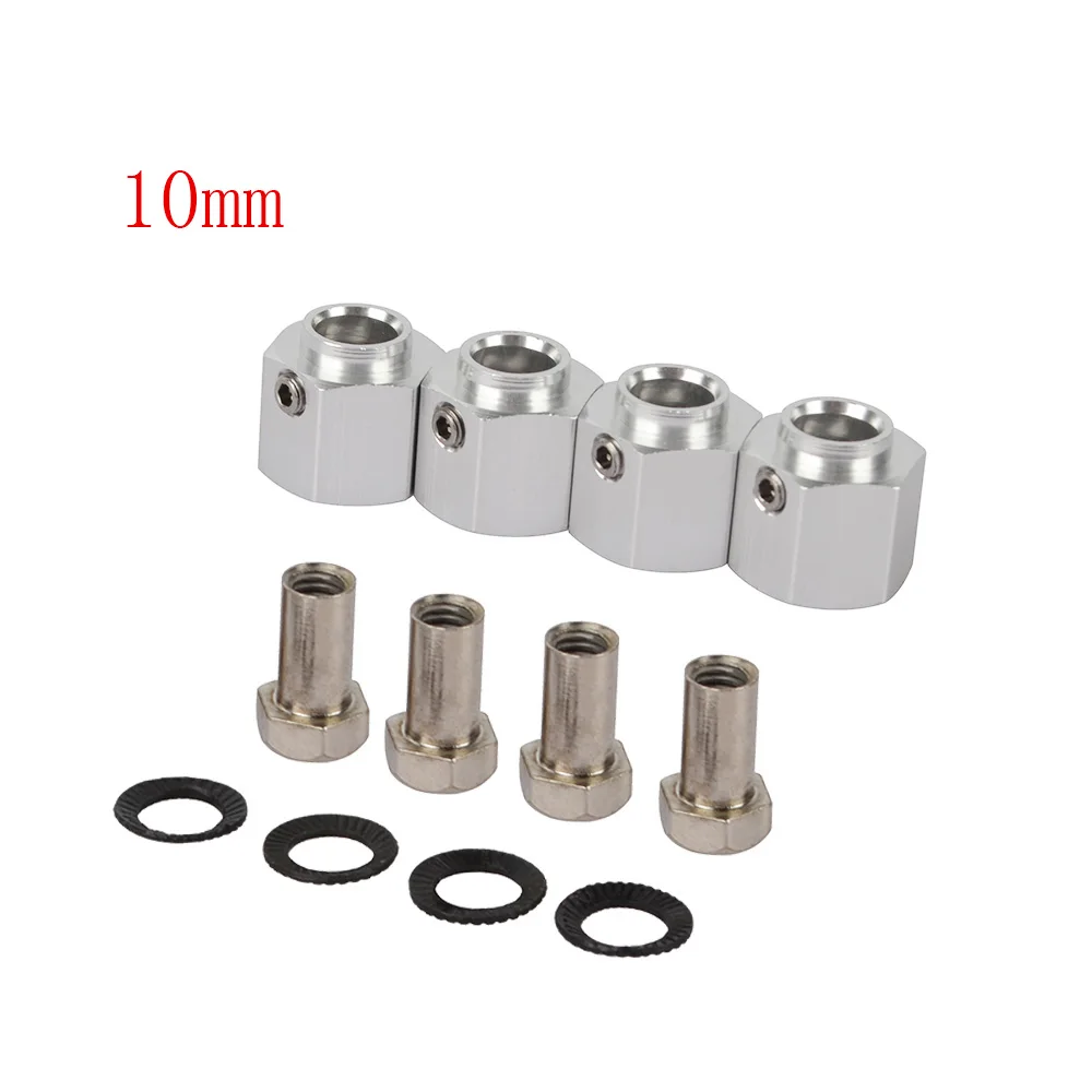 silvery 10MM RC металла 12 мм колеса с шестигранной 8/10/12/15 мм Расширенный адаптер для Traxxas TRX-4 TRX4 8269 1:10 Радиоуправляемый автомобиль - Цвет: silvery 10MM