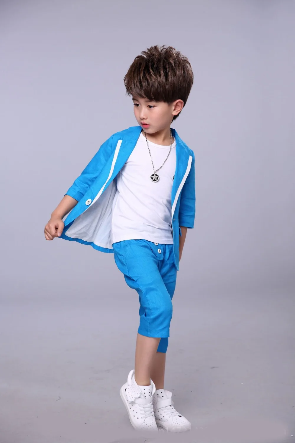 Костюм с короткими рукавами для мальчиков Новое летнее детское платье хлопковый