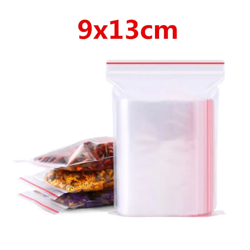 9x13 100 шт./упак. прозрачный небольшой замок типа молния Пластик мешки Ziplock застежка-молния ясно, ювелирное изделие, подарок мешок повторного использования сумки для хранения Чехол - Цвет: 9x13