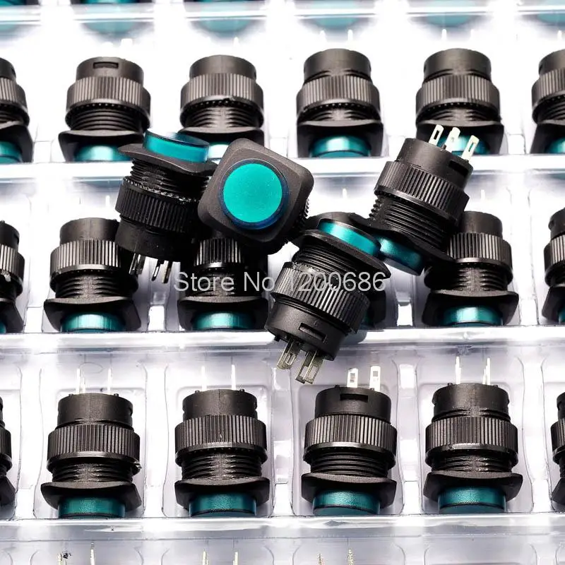 

Self - locking switch with light button switch / R16-504AD cabinet shape 16MM 3A / 250V green