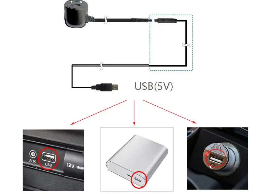 Автомобильная беспроводная USB камера для слепых зон с возможностью установки