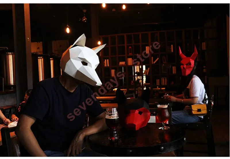 Маска животного лиса маска 3D стереоскопическая Геометрическая бумажная