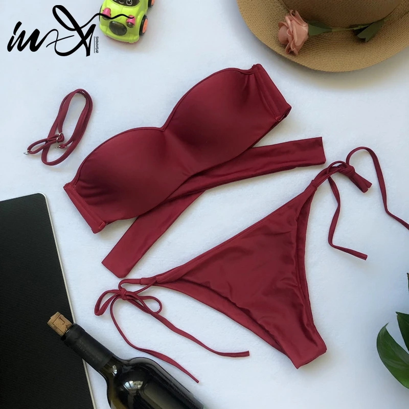 In-X микро Сексуальные бикини 2019 пуш-ап купальники женские бондаж купальник