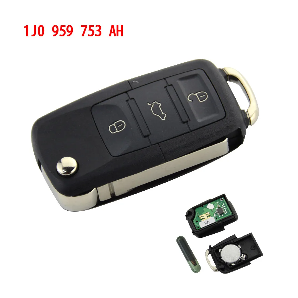 1J0 959 753 AH Автомобильный Дистанционный ключ OkeyTech для 1K0959753N 1K0959753 1K0959753G 5FA009263-10 V5 ID48 для VW PASSAT b5 b6 Skoda CADDY GOLF JETTA POLO - Количество кнопок: 1J0 959 753 AH