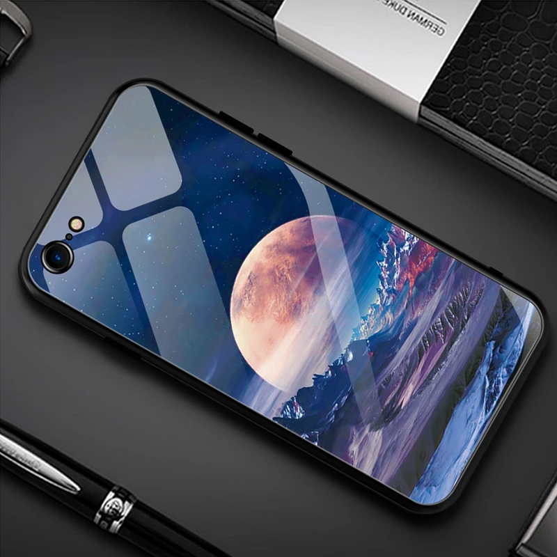 Чехол из закаленного стекла с узором для iPhone XR XS 11 Pro MAX X 7 8 Plus, чехол-бампер из ТПУ с милым сердечком для iPhone 6 6S Plus