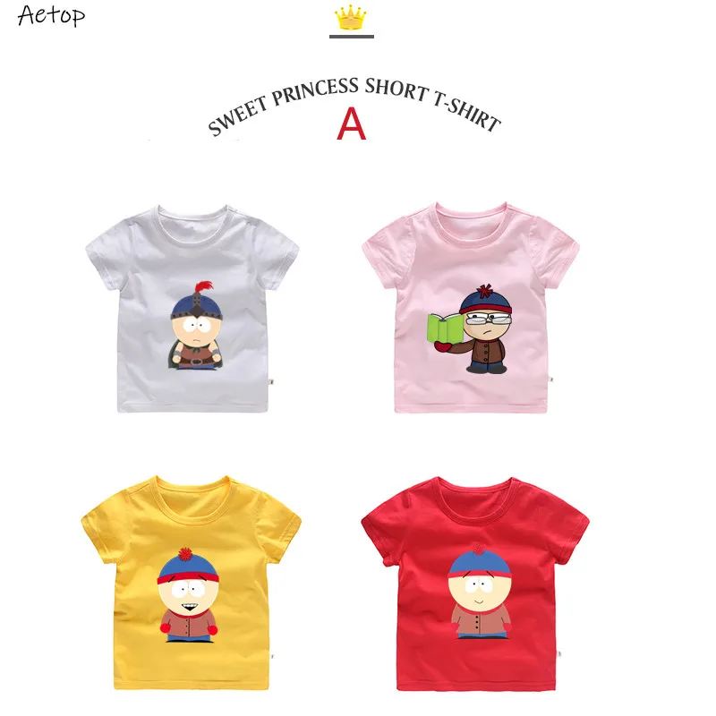 Футболка с принтом Стэн марш для мальчиков и девочек короткая футболка круглым