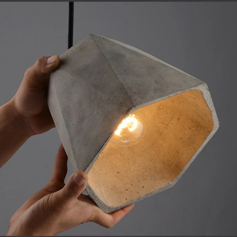 Винтажный бетонный подвесной светильник E27 в стиле лофт промышленный