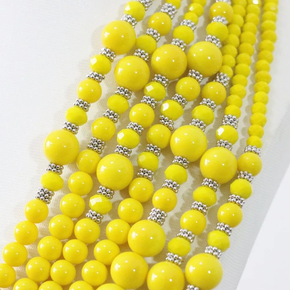 Набор ювелирных изделий ручной работы круглые серьги из 7 рядов с желтым лимоном