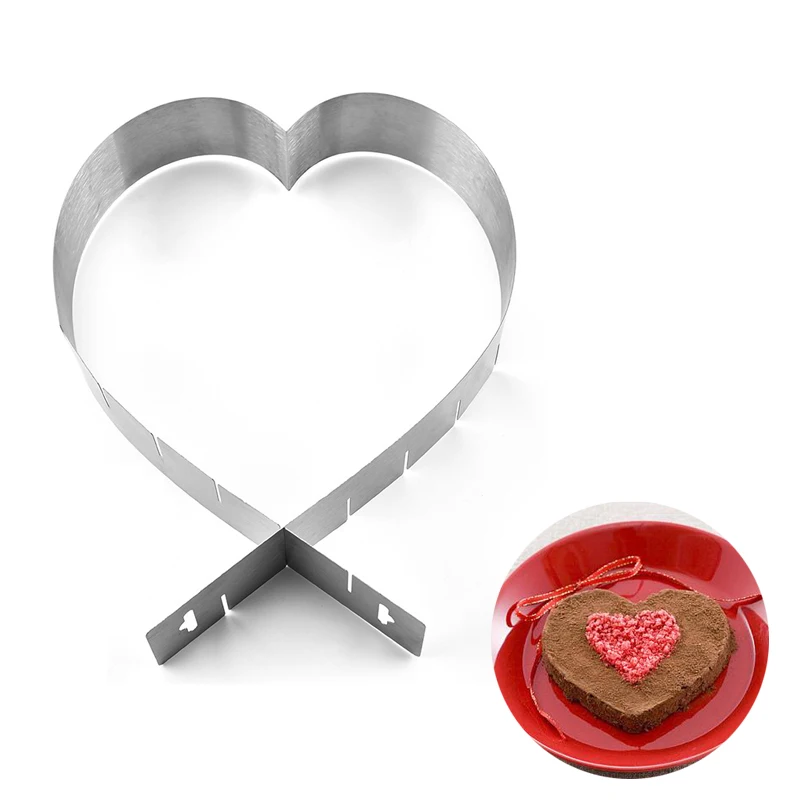 

New Arrival Stainless Steel Adjustable Heart Cake Mold Retractable Mousse Circle Ring Cake Tools Baking Mold