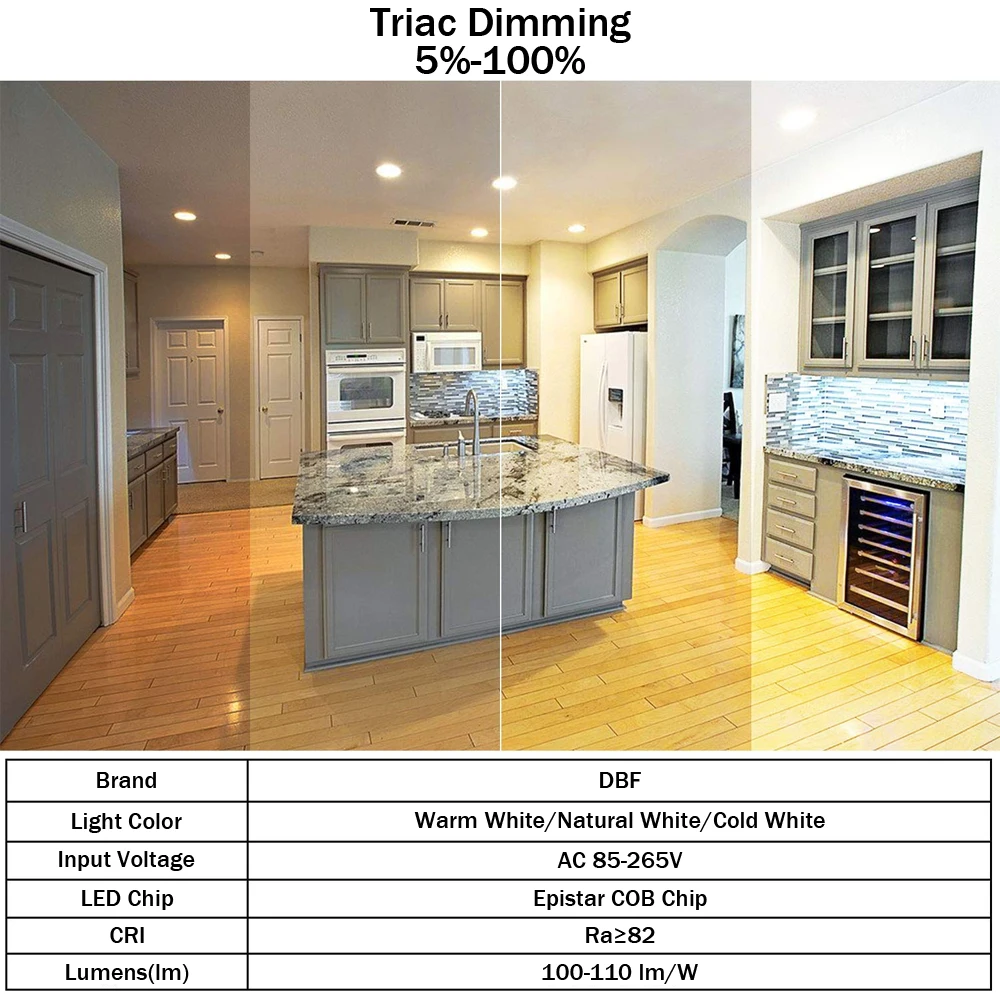 [DBF] супер яркий Встраиваемый светодиодный светильник с регулируемой яркостью COB 5