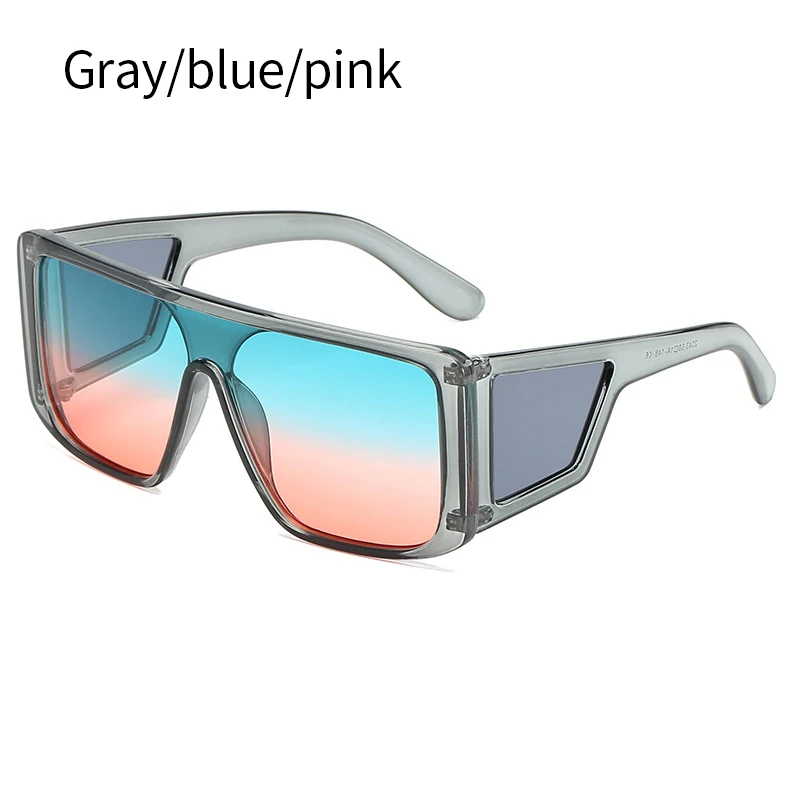 Gray Blue Pink IGUETTA мужские солнцезащитные очки поляризованные квадратные цельные огромная оправа винтажный дизайн ветрозащитные очки UV400 Lentes De Sol IYJB114 - Цвет линз: Gray Blue Pink