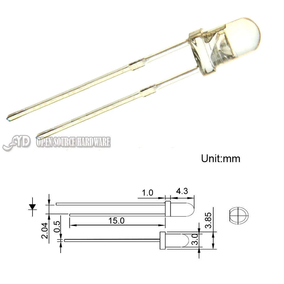 100 шт. светодиодные круглые светильники 3 мм | Электронные компоненты и