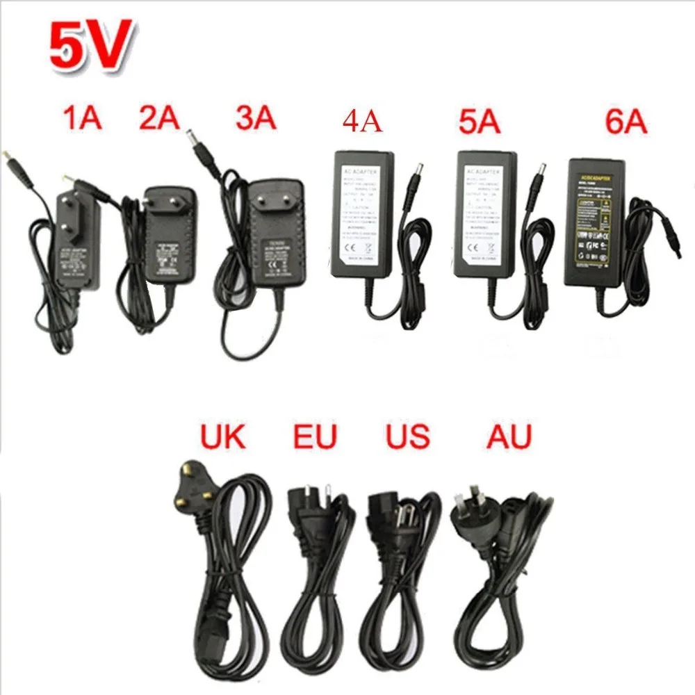 Адаптер питания зарядное устройство DC 5 V/9 V/12 V/24 V 1A/2A/3A/5A/6A адаптер переменного тока 100-240V до 5 V/12/V универсальный адаптер штепсельная Вилка стандарта ЕС/США/Великобритании/Австралии