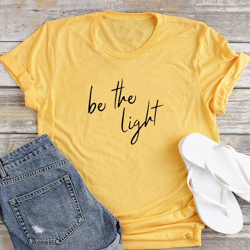 Футболка женская с надписью Be the light yellow|Футболки| |