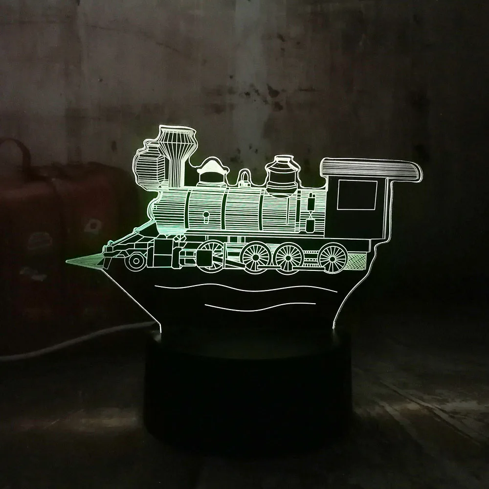 Новый 3D светодиодный винтажный Паровозик RGB дистанционный Ночной светильник